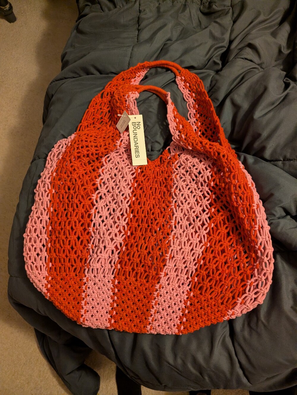 NWT No Boundaries Festival Crochet Striped Hobo Bag – Pink Jubilee Stripe